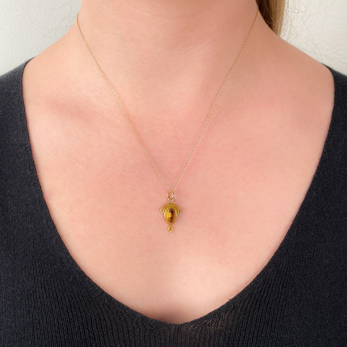 Vintage Citrine Conversion 14k Gold Charm - Trademark Antiques