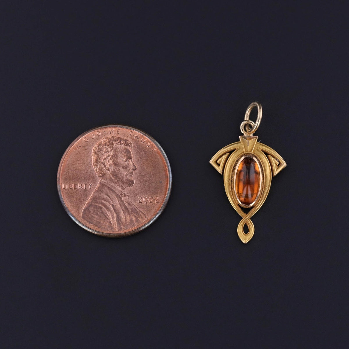 Vintage Citrine Conversion 14k Gold Charm - Trademark Antiques