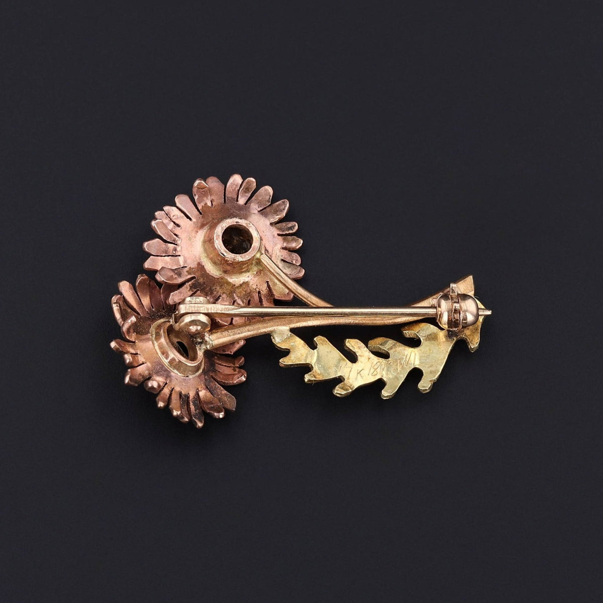 Vintage Citrine Daisy Brooch Rose and Yellow Gold - Trademark Antiques