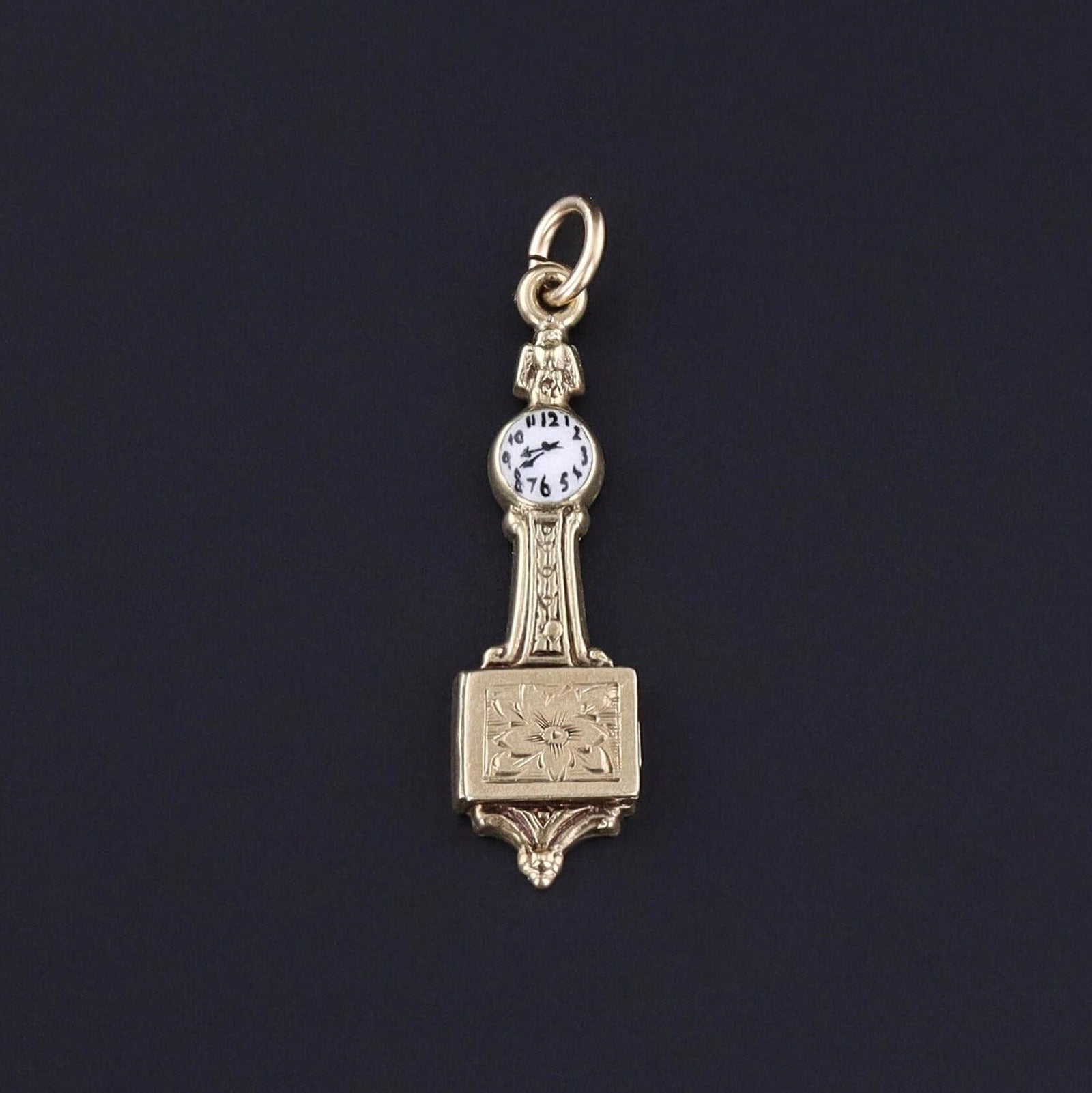 Vintage Clock Charm of 14k Gold - Trademark Antiques