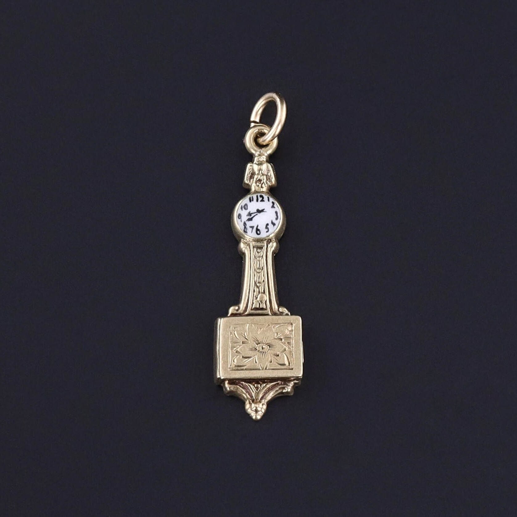 Vintage Clock Charm of 14k Gold - Trademark Antiques