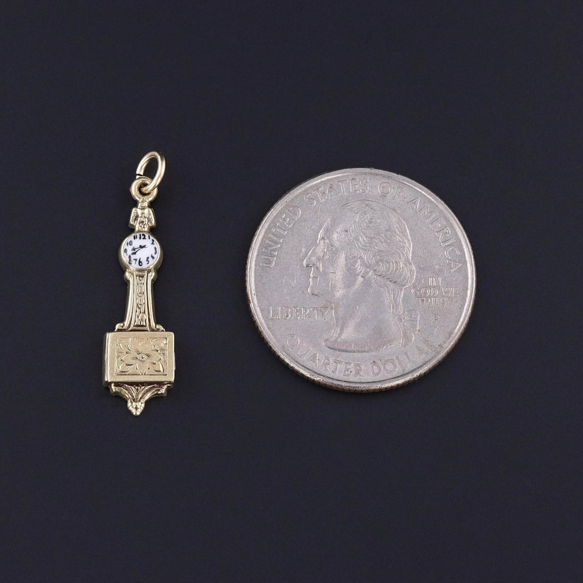 Vintage Clock Charm of 14k Gold - Trademark Antiques