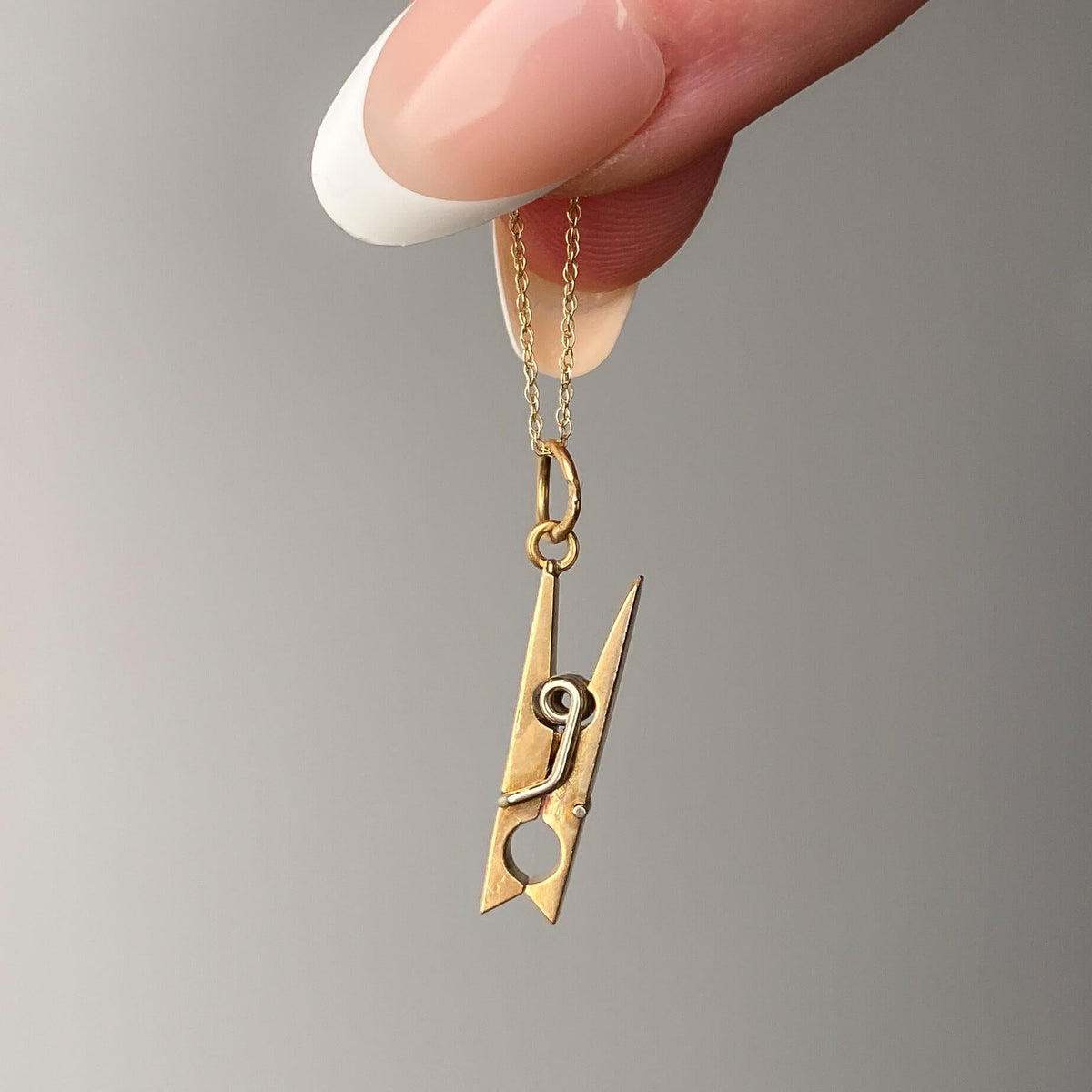 Vintage Clothes Pin Charm of 14k Gold - Trademark Antiques