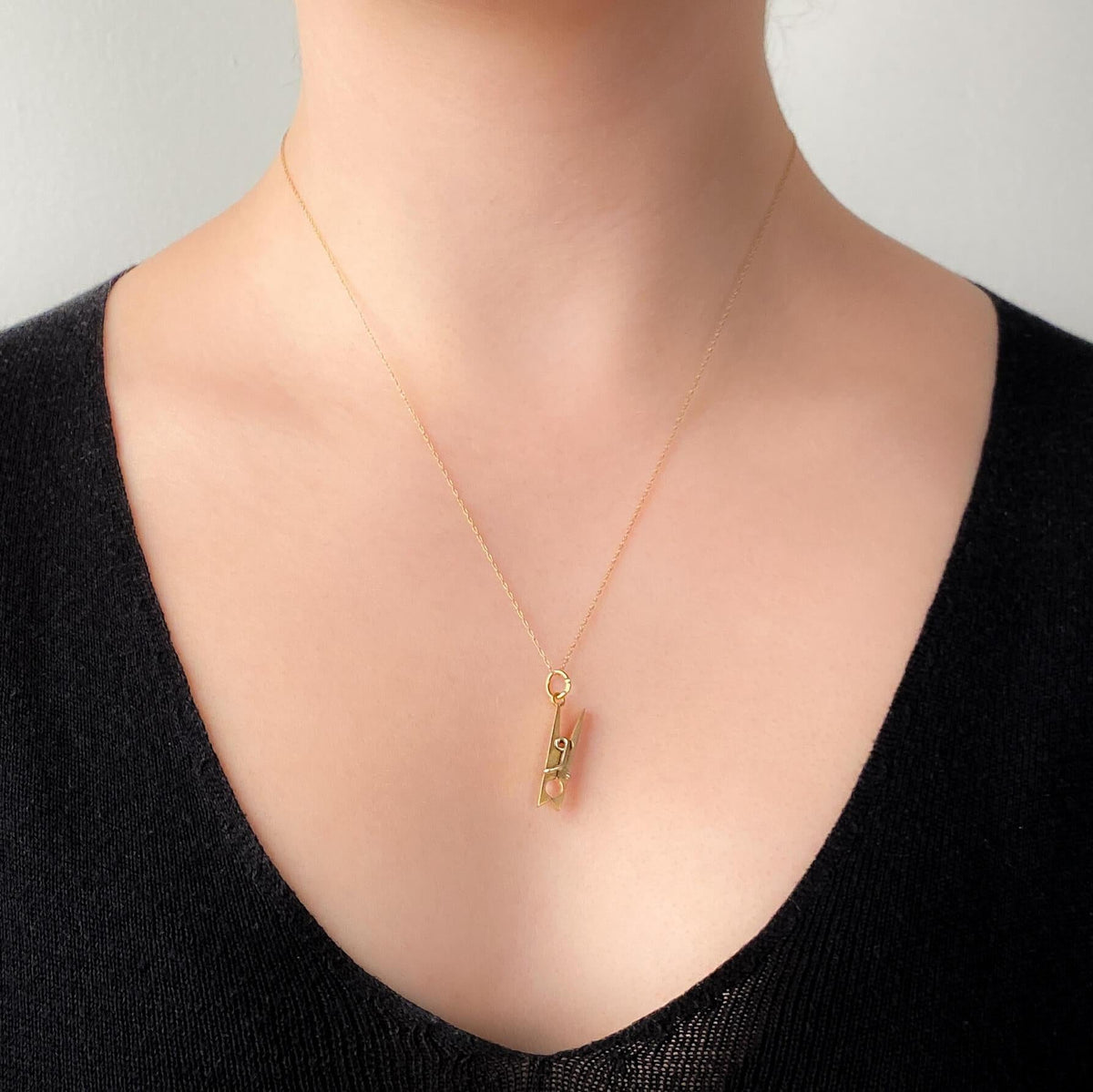 Vintage Clothes Pin Charm of 14k Gold - Trademark Antiques
