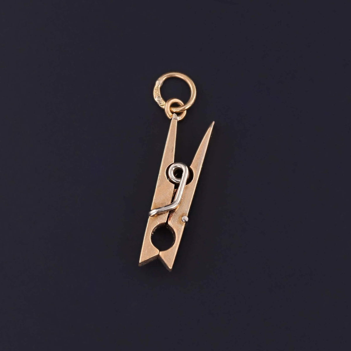 Vintage Clothes Pin Charm of 14k Gold - Trademark Antiques