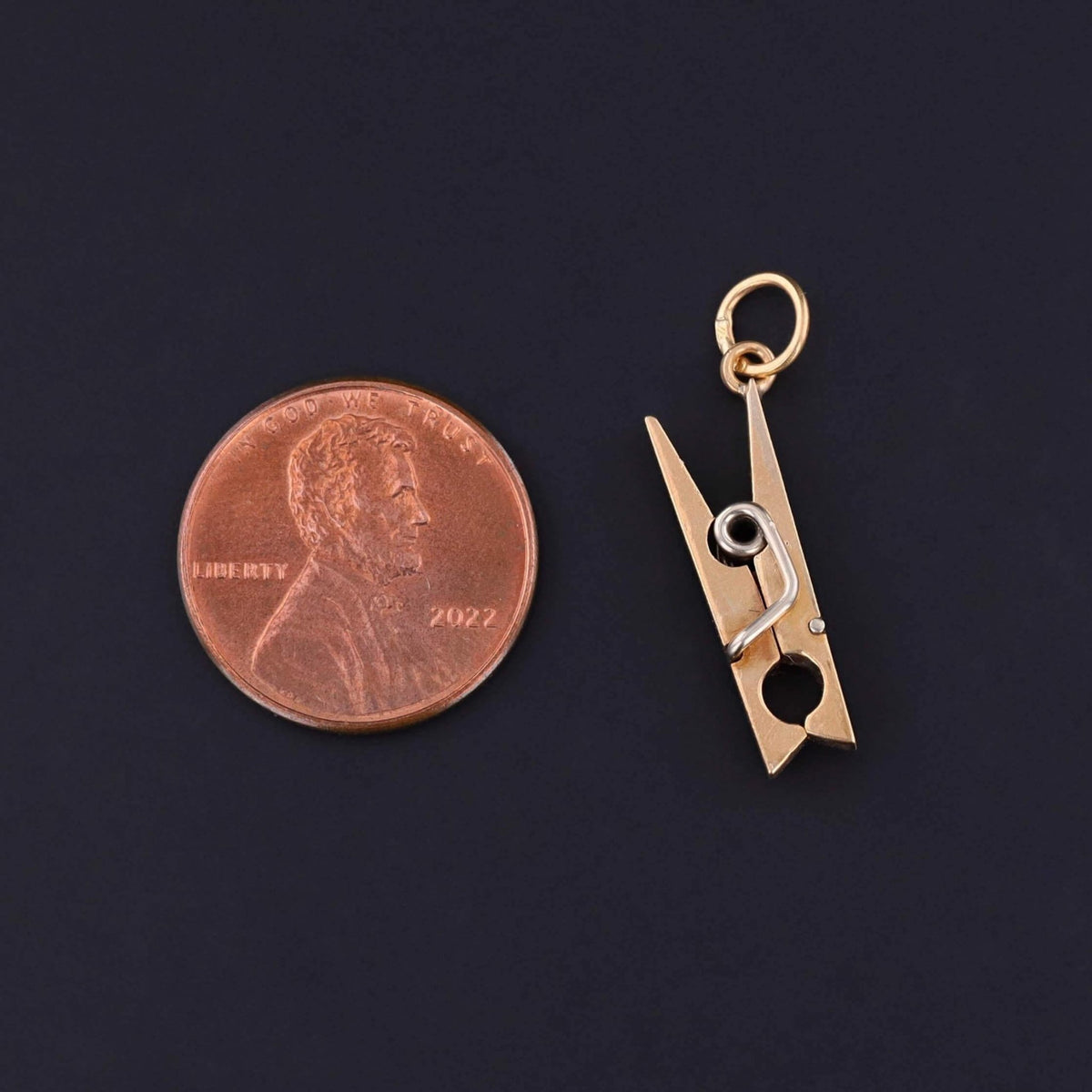 Vintage Clothes Pin Charm of 14k Gold - Trademark Antiques