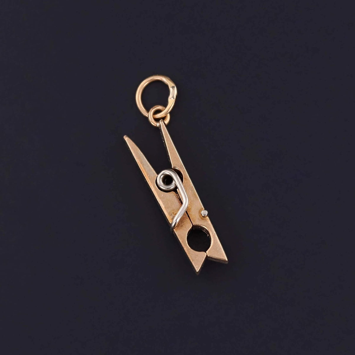 Vintage Clothes Pin Charm of 14k Gold - Trademark Antiques