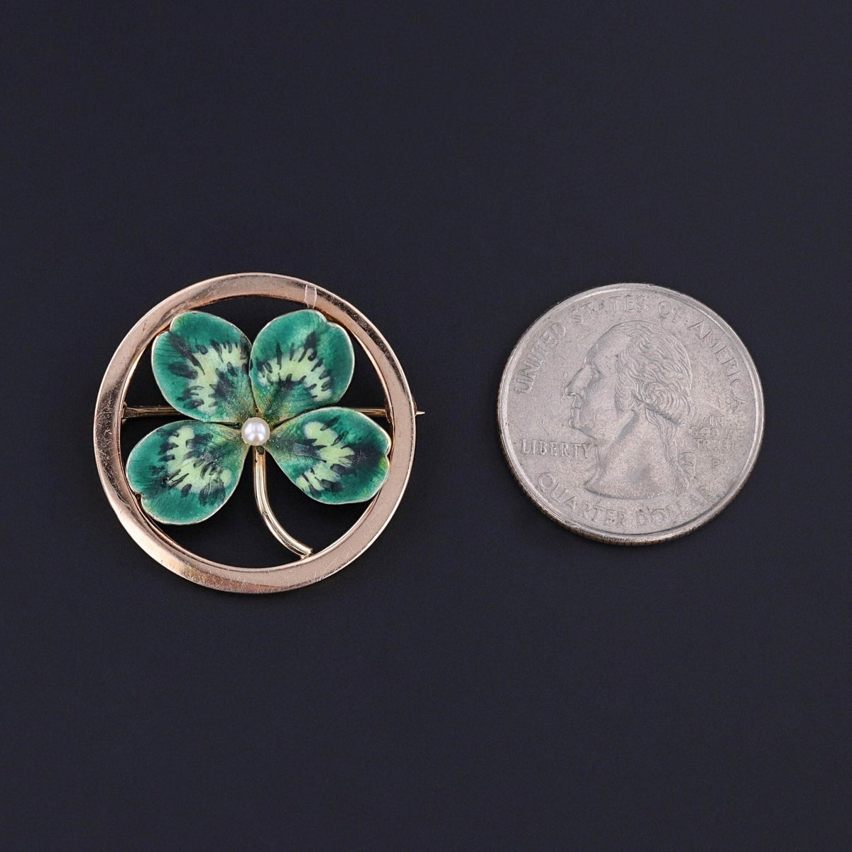 Vintage Clover Brooch of 14k Gold - Trademark Antiques