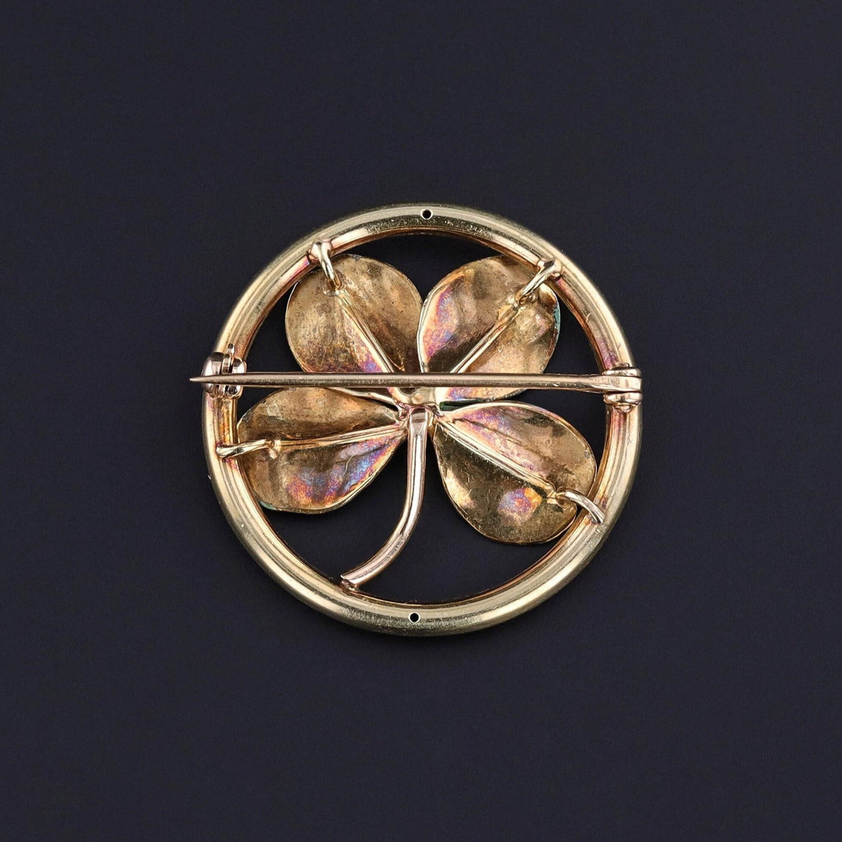 Vintage Clover Brooch of 14k Gold - Trademark Antiques