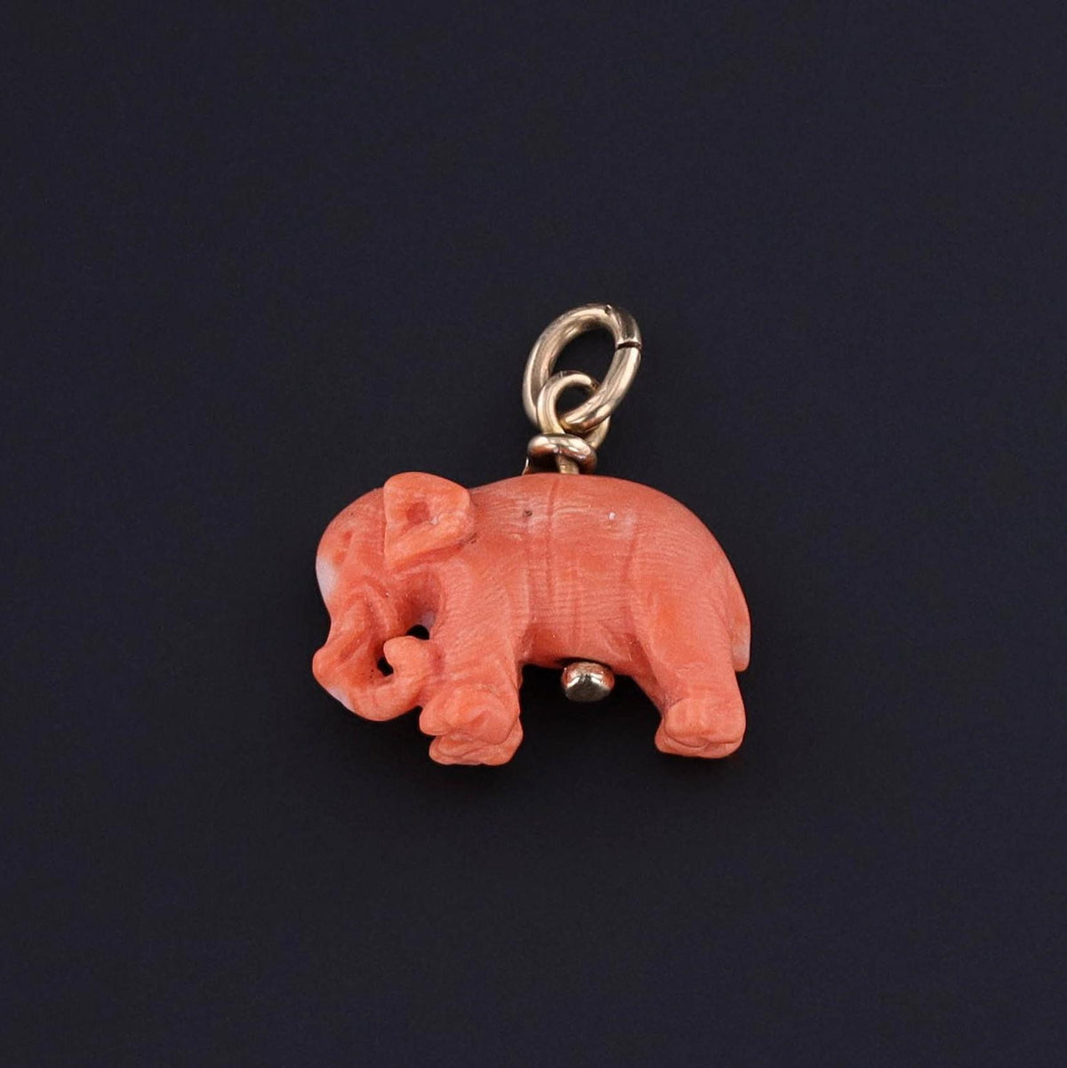 Vintage Coral Elephant Charm of 14k Gold - Trademark Antiques