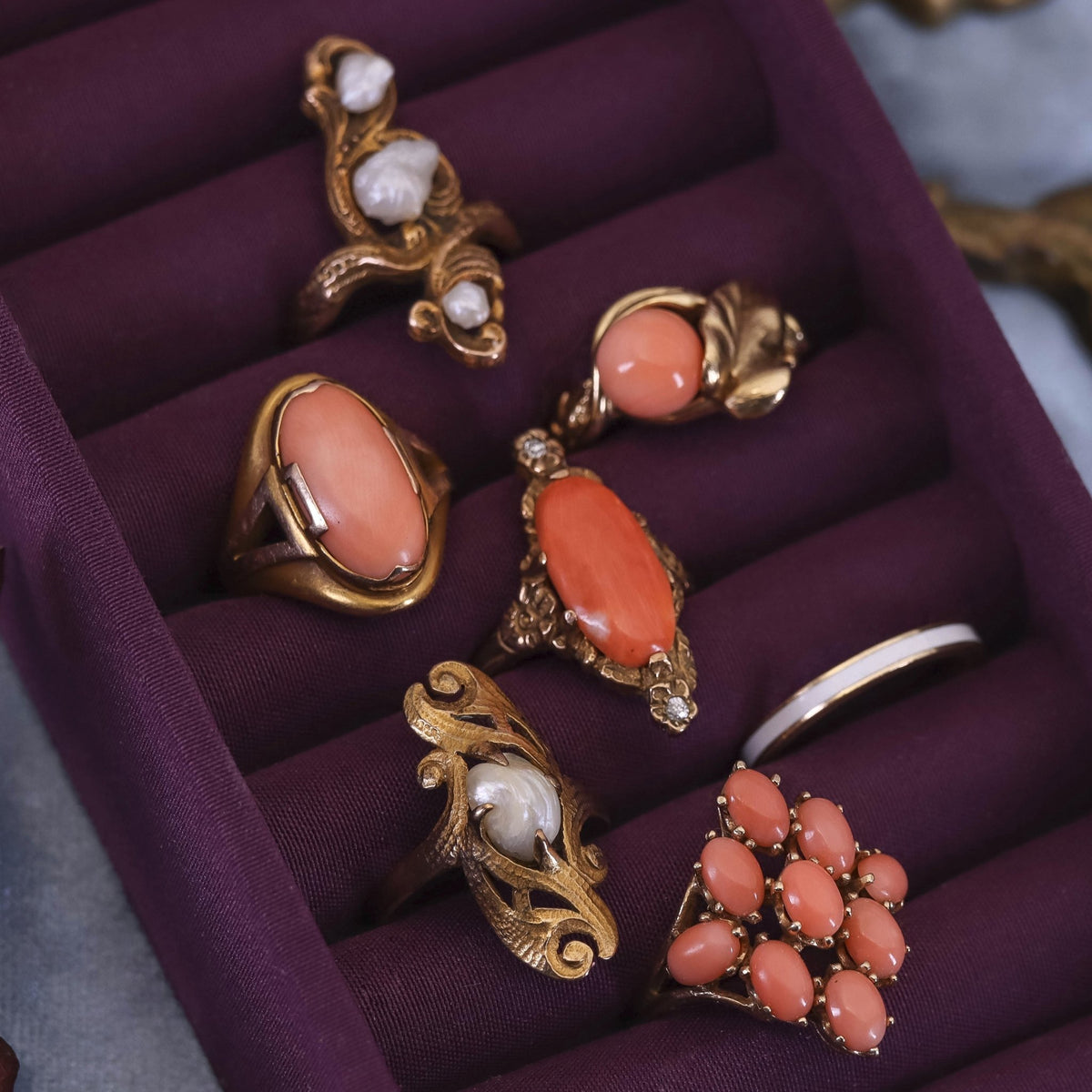 Vintage Coral Ring of 14k Gold - Trademark Antiques