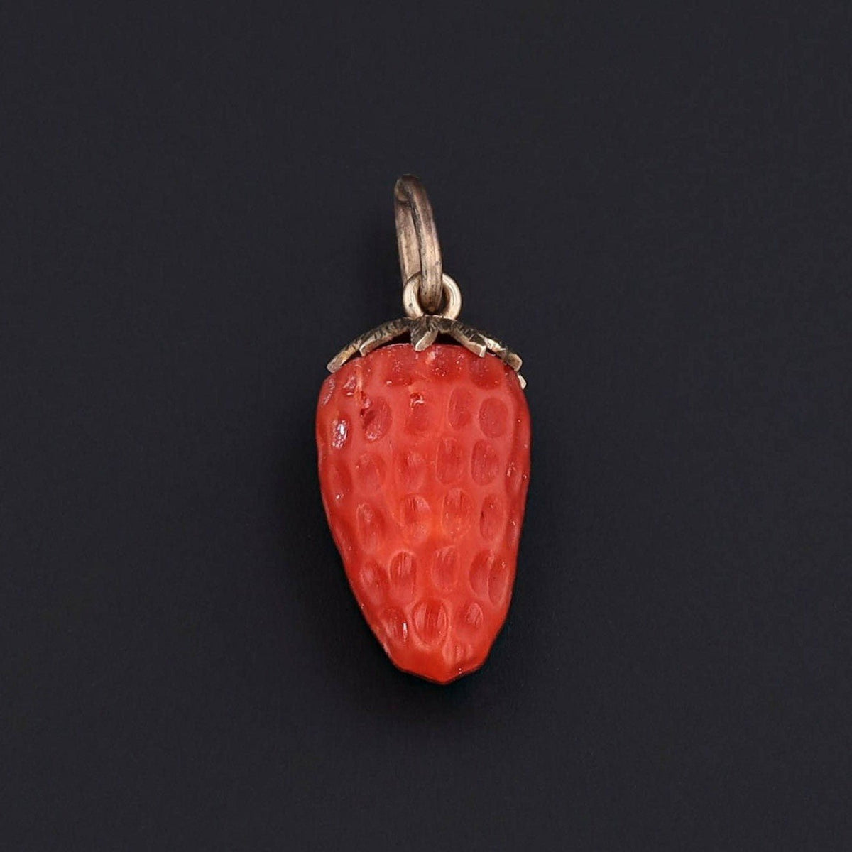 Vintage Coral Strawberry Charm of 14k Gold - Trademark Antiques