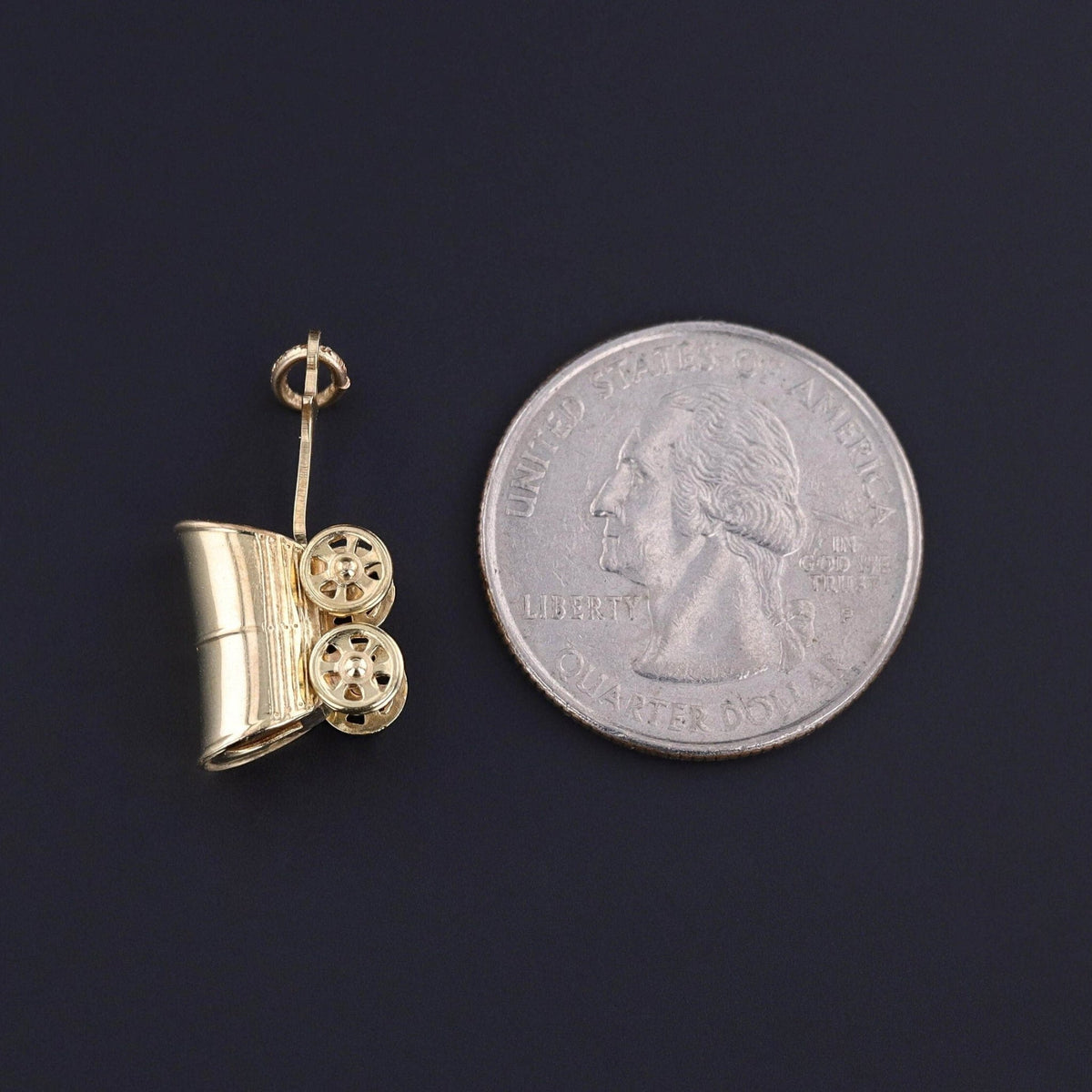 Vintage Covered Wagon Charm of 14k Gold - Trademark Antiques