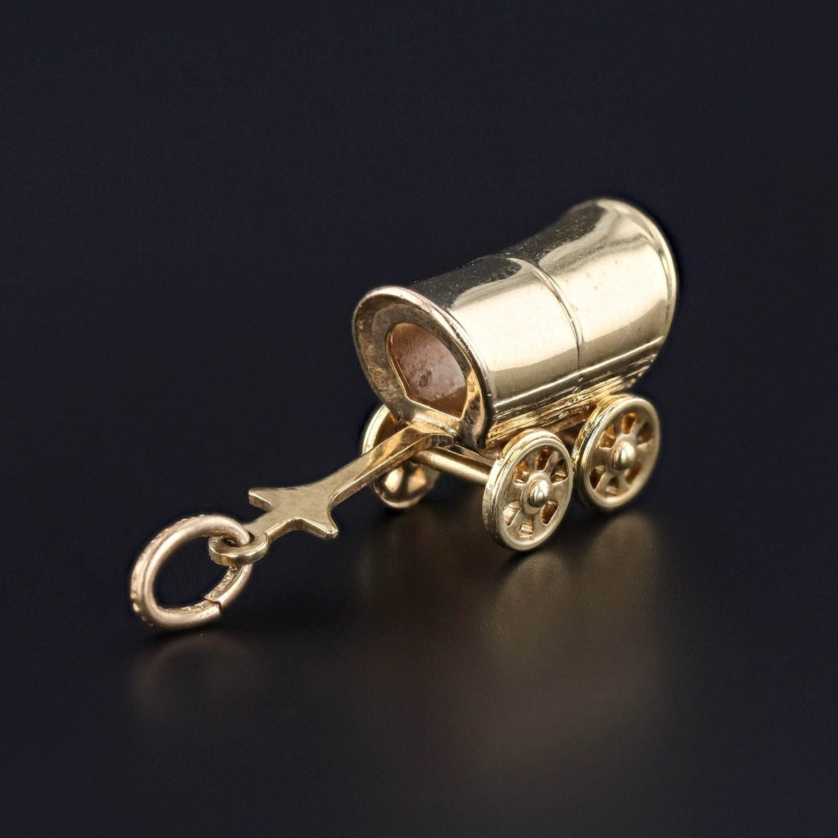 Vintage Covered Wagon Charm of 14k Gold - Trademark Antiques