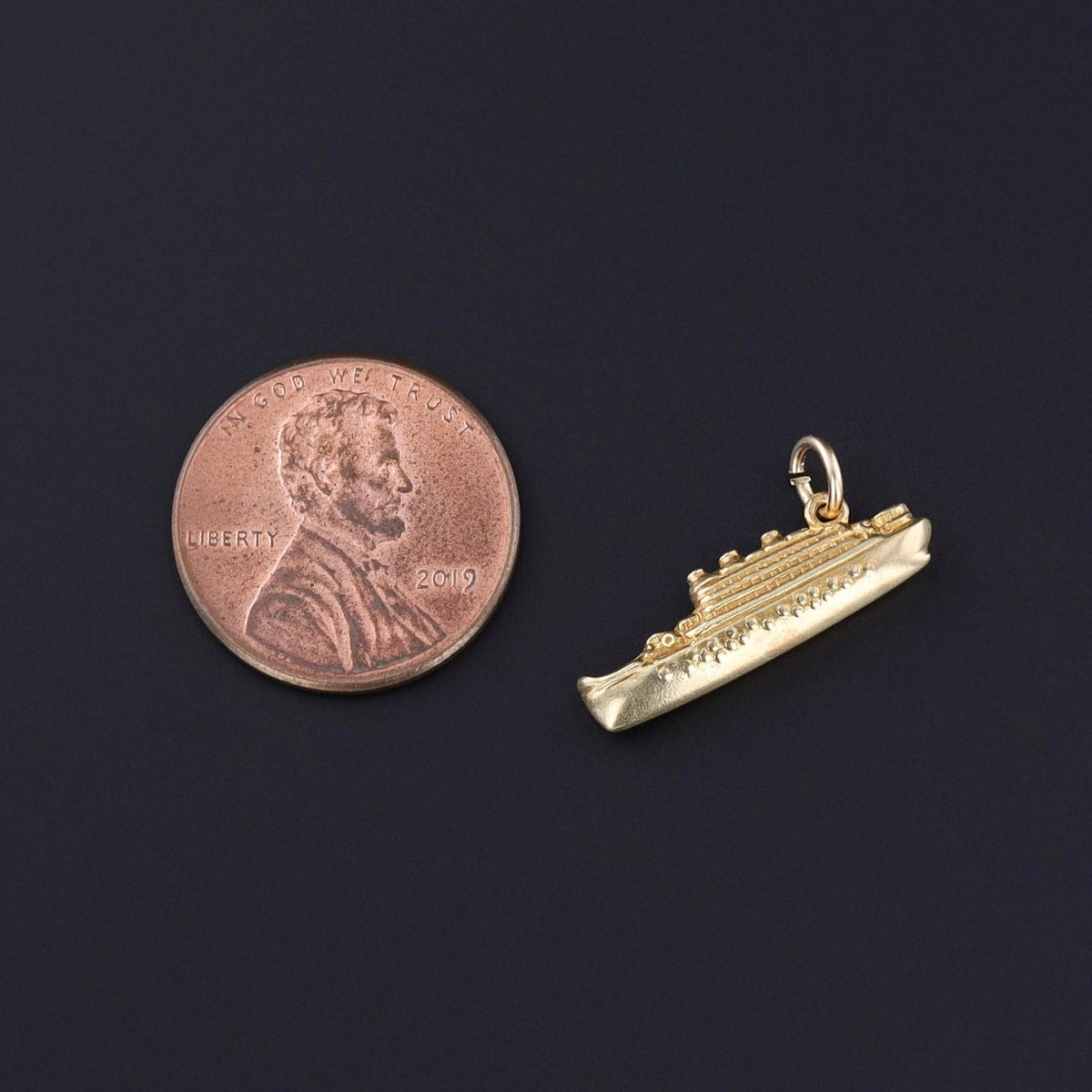 Vintage Cruise Ship Charm of 14k Gold - Trademark Antiques