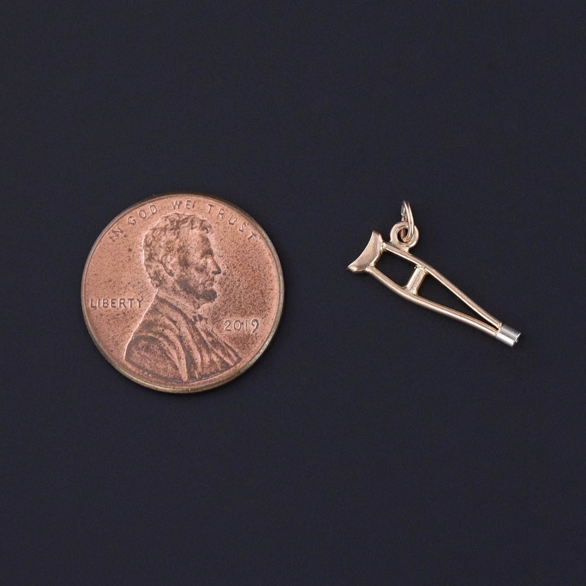 Vintage Crutch Charm of 9ct Gold - Trademark Antiques