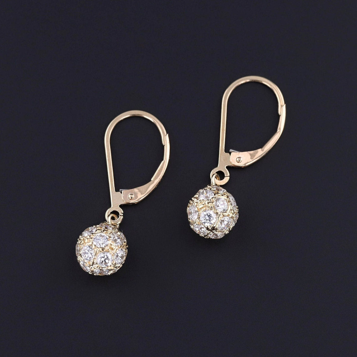 Vintage Cubic Zirconia Earrings of 14k Gold - Trademark Antiques