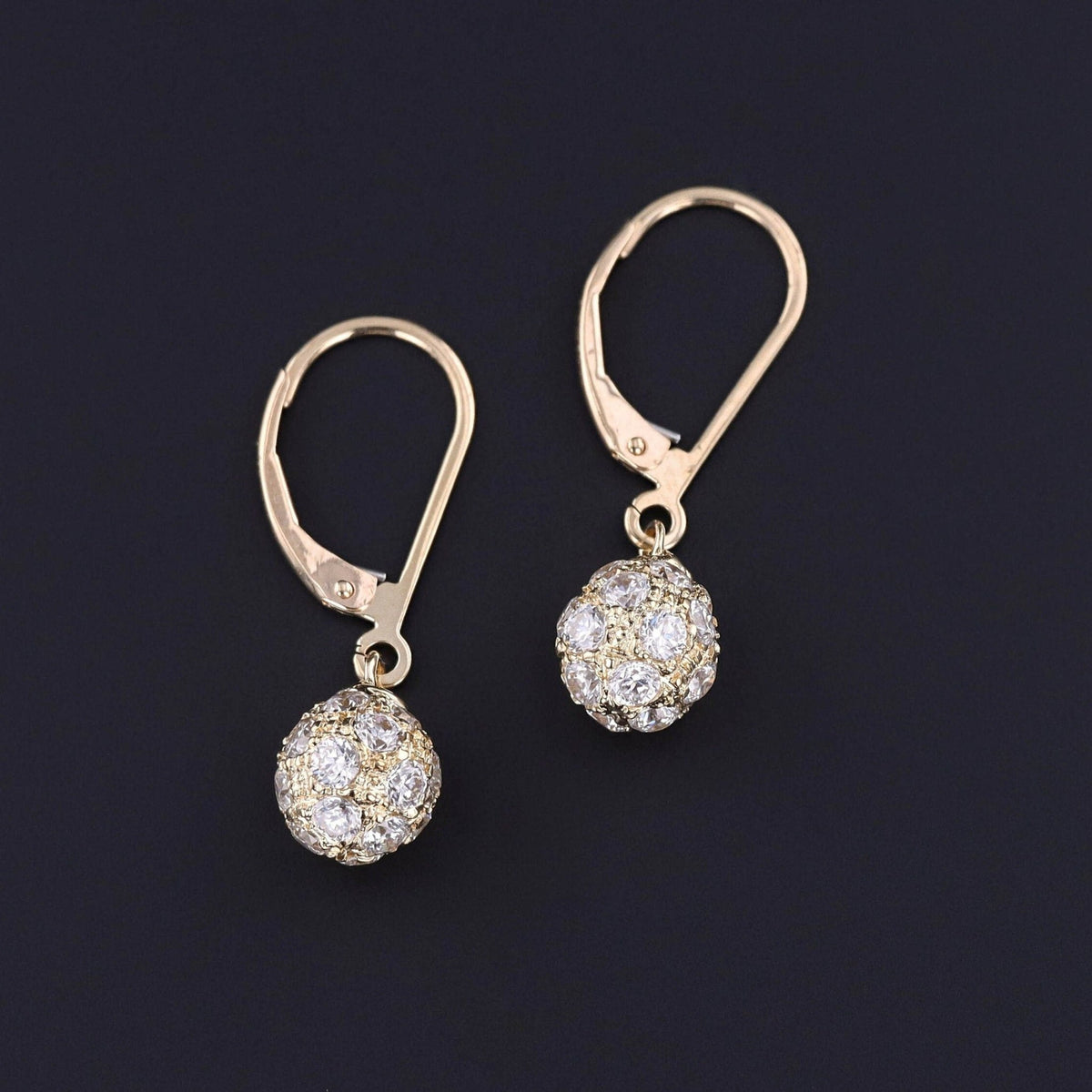 Vintage Cubic Zirconia Earrings of 14k Gold - Trademark Antiques