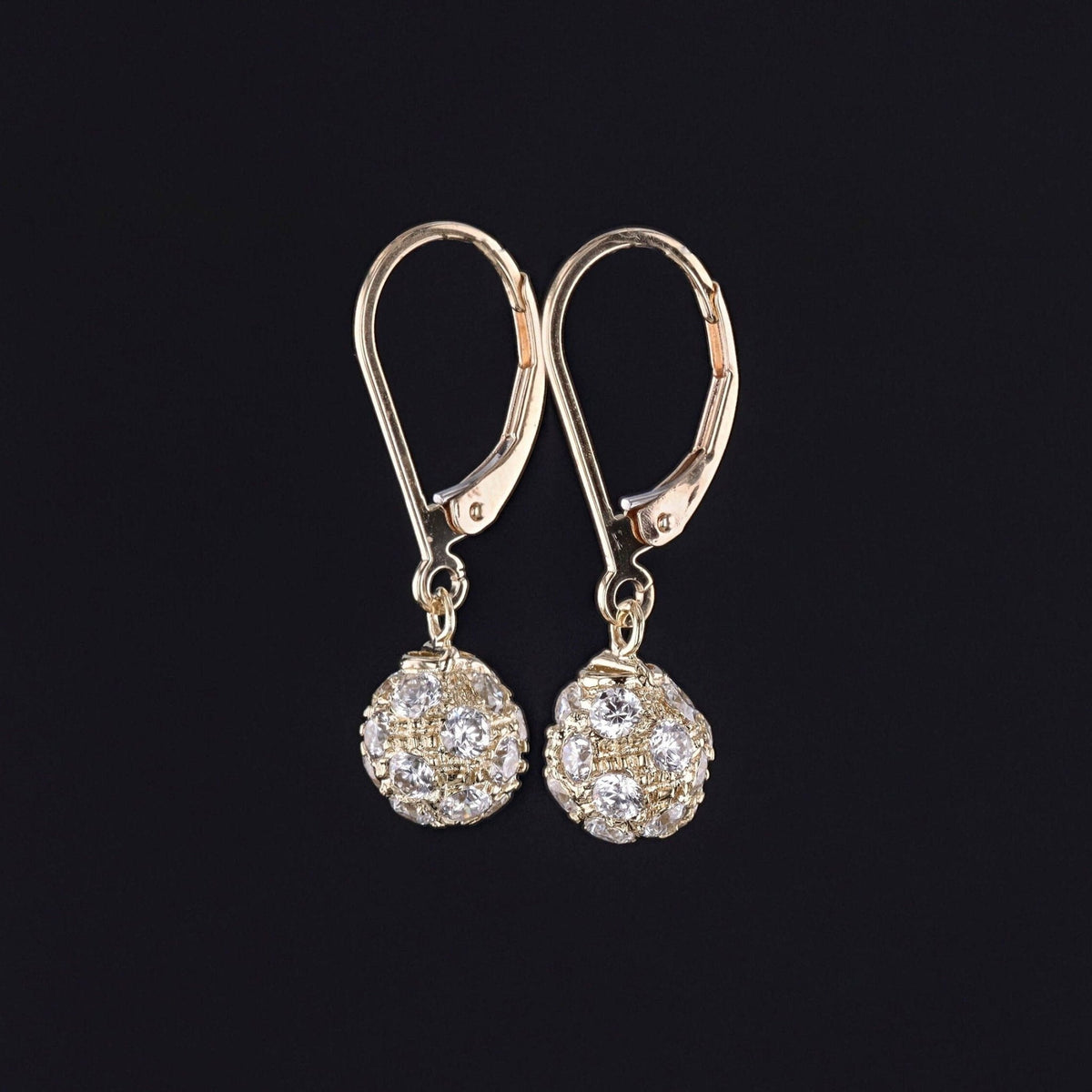 Vintage Cubic Zirconia Earrings of 14k Gold - Trademark Antiques