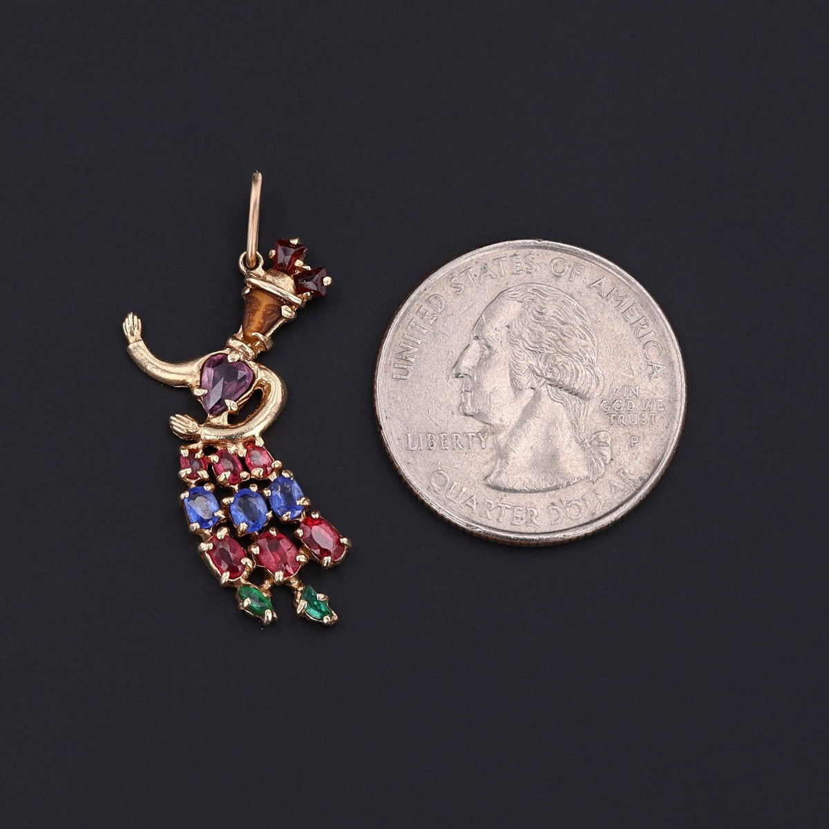 Vintage Dancer Pendant of 14k Gold - Trademark Antiques