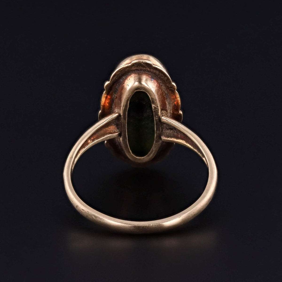 Vintage Diamond and Green Chalcedony Ring of 10k Gold - Trademark Antiques