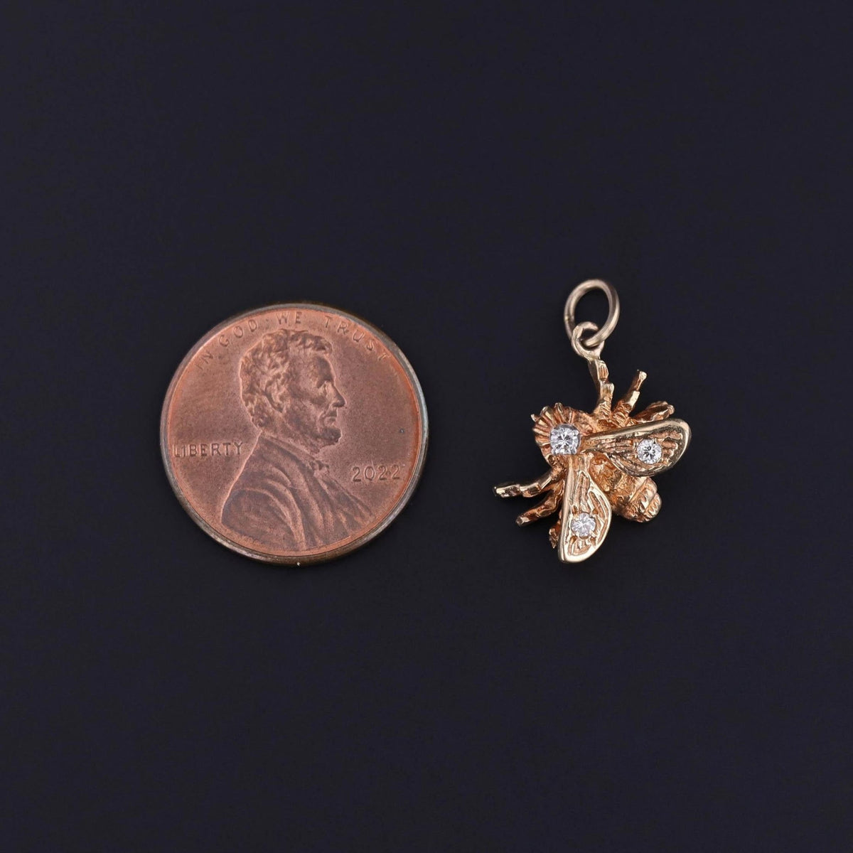 Vintage Diamond Bee Charm of 12ct Gold - Trademark Antiques