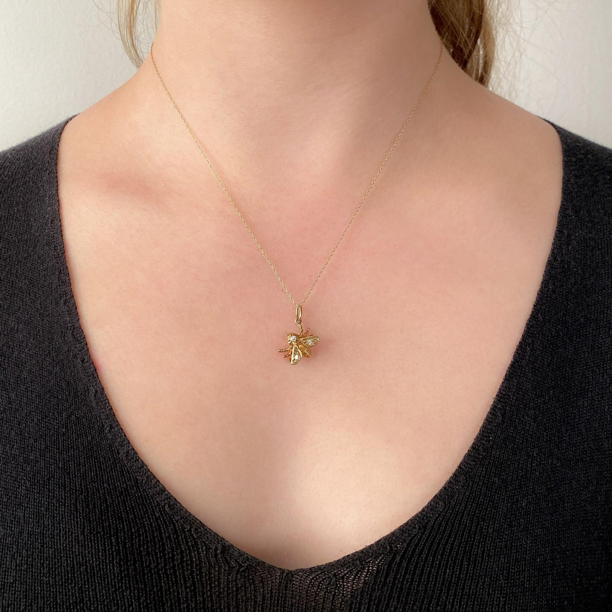 Vintage Diamond Bee Charm of 12ct Gold - Trademark Antiques