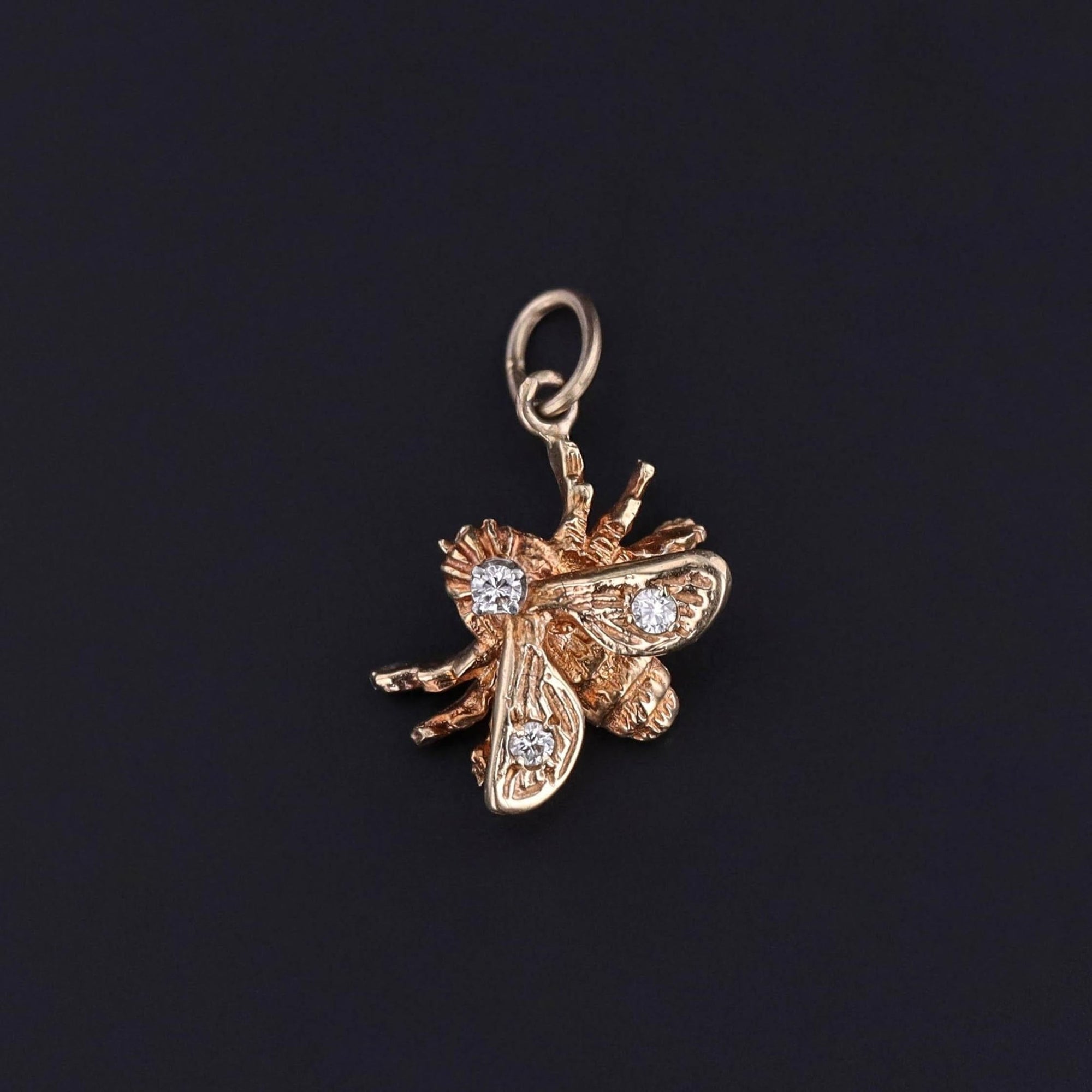 Vintage Diamond Bee Charm of 12ct Gold - Trademark Antiques