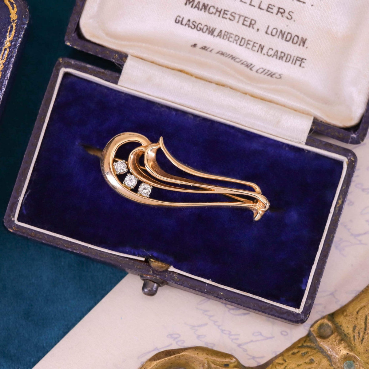 Vintage Diamond Brooch of 14k Gold - Trademark Antiques