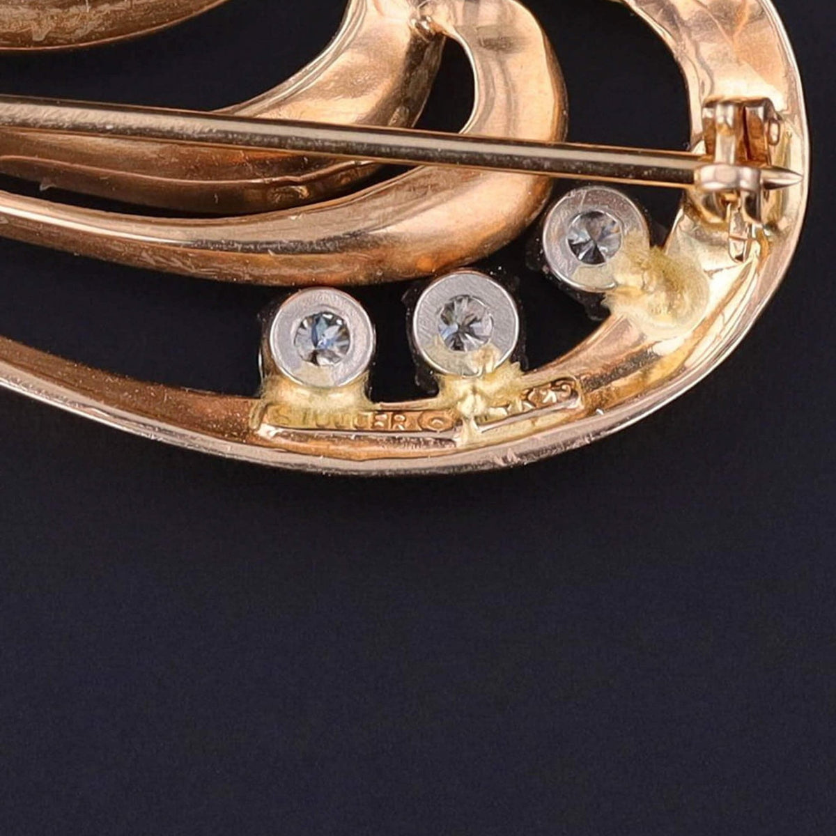 Vintage Diamond Brooch of 14k Gold - Trademark Antiques
