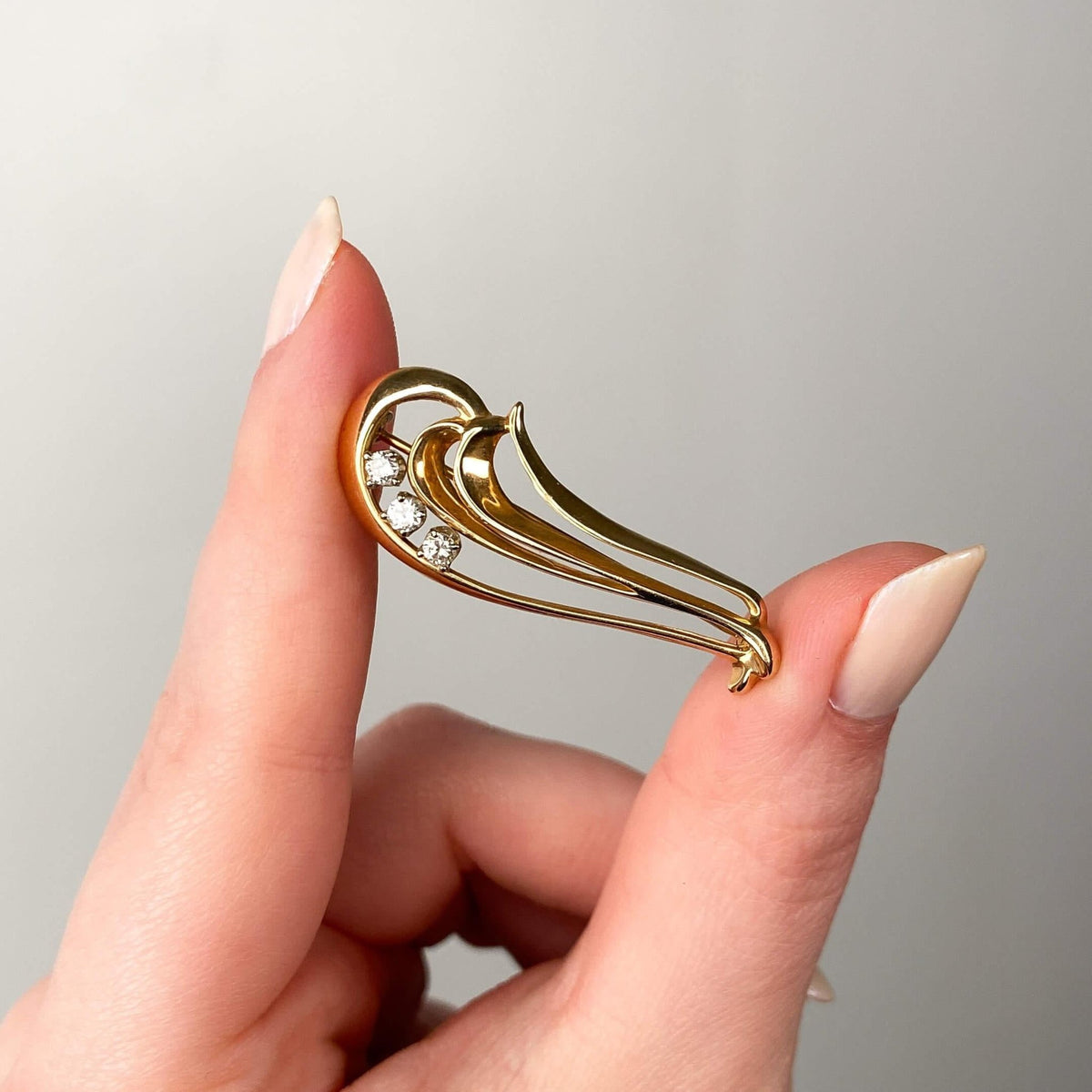 Vintage Diamond Brooch of 14k Gold - Trademark Antiques