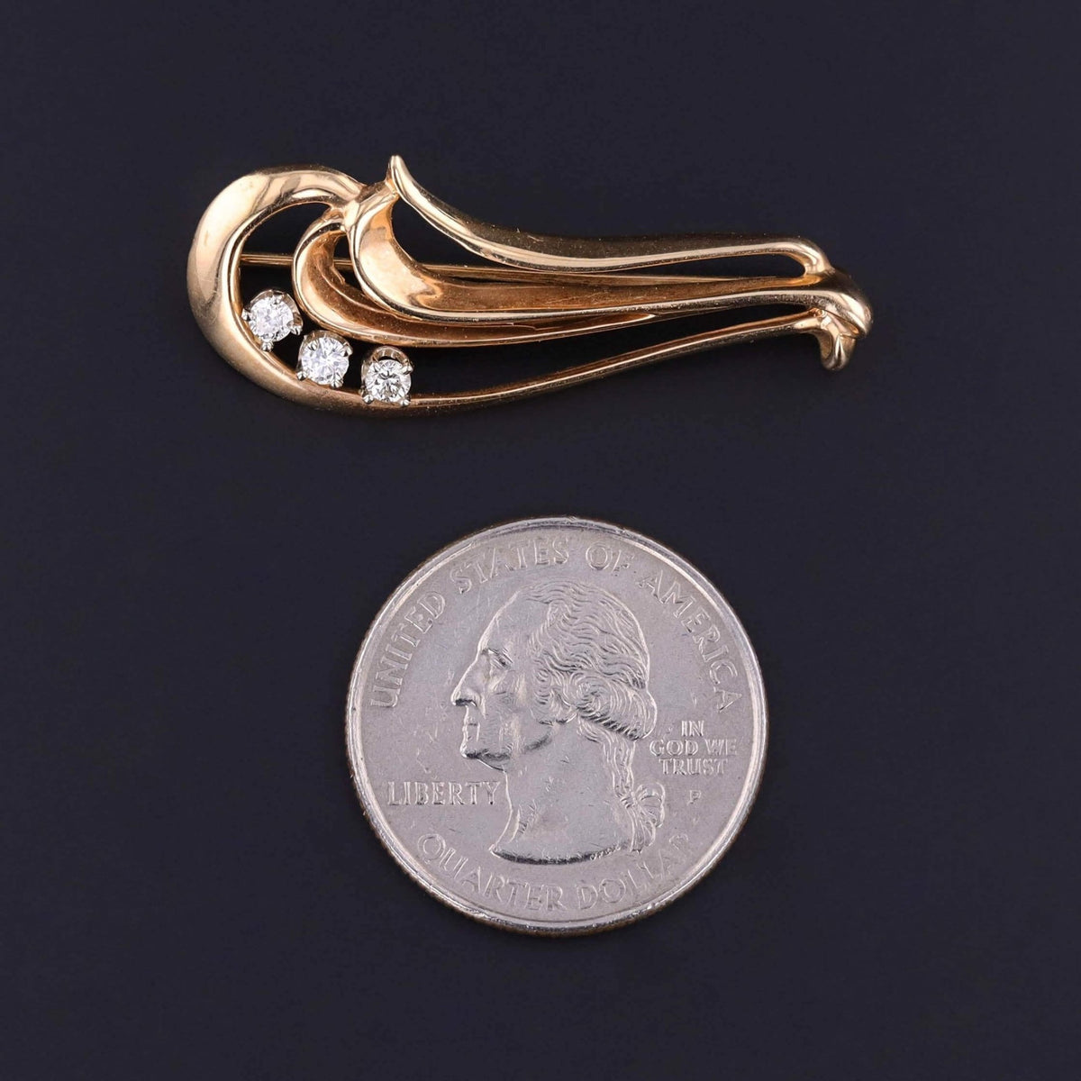 Vintage Diamond Brooch of 14k Gold - Trademark Antiques