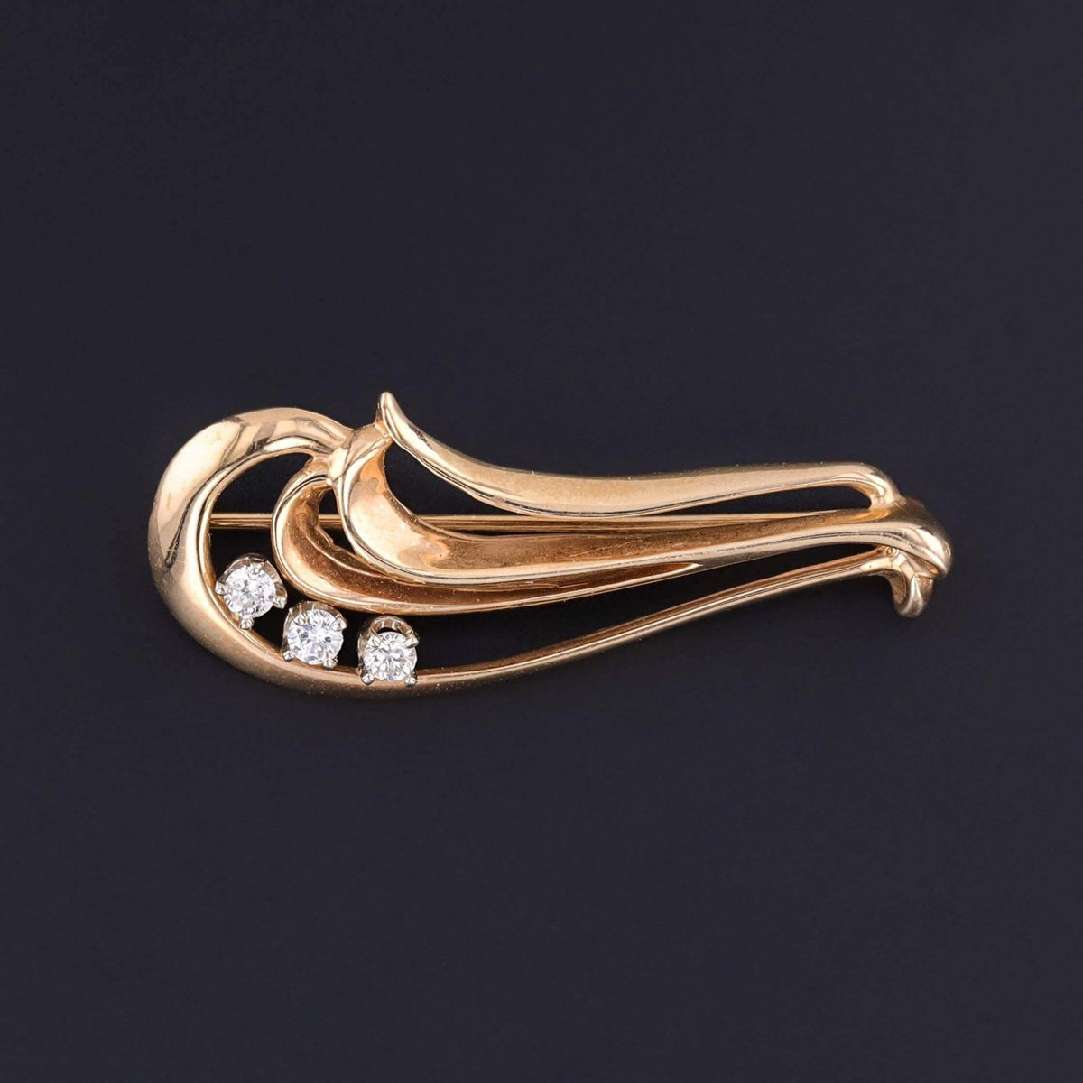 Vintage Diamond Brooch of 14k Gold - Trademark Antiques