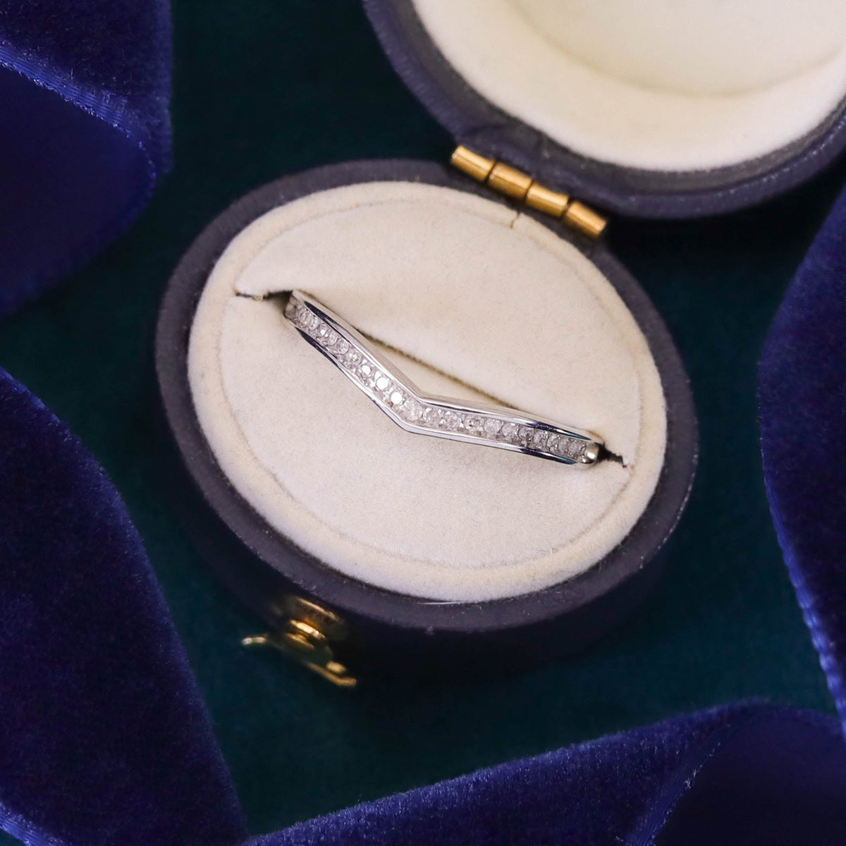 Vintage Diamond Chevron Band of 10k White Gold - Trademark Antiques