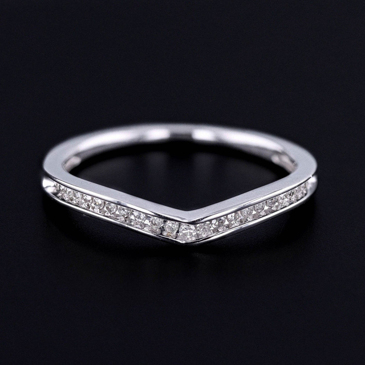 Vintage Diamond Chevron Band of 10k White Gold - Trademark Antiques