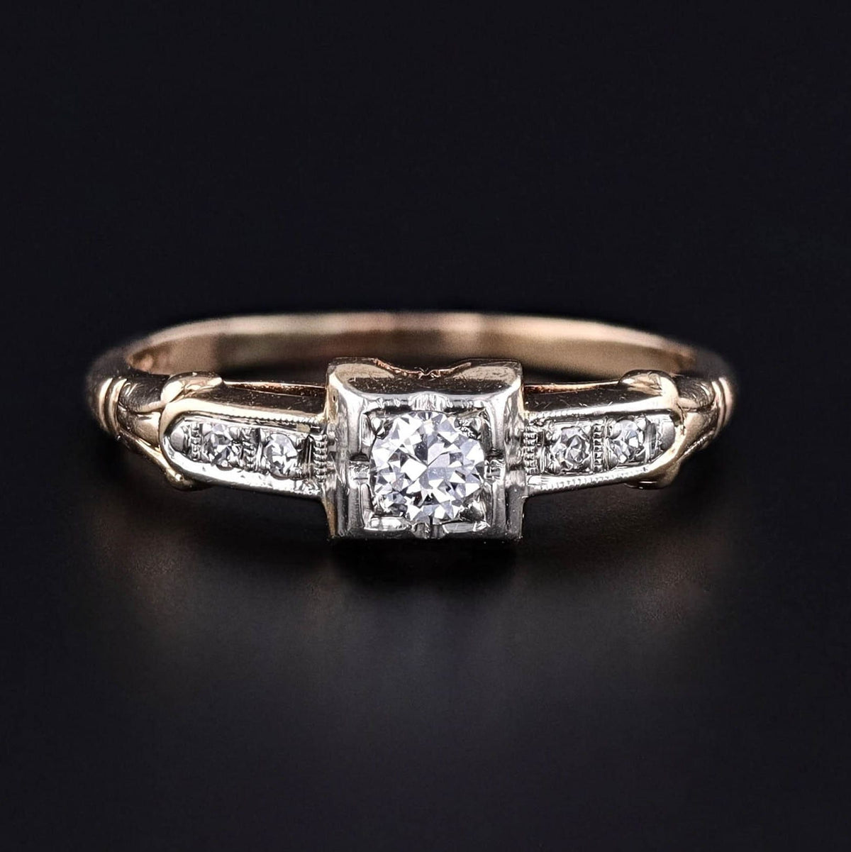 Vintage Diamond Engagement Ring of 14k Gold - Trademark Antiques