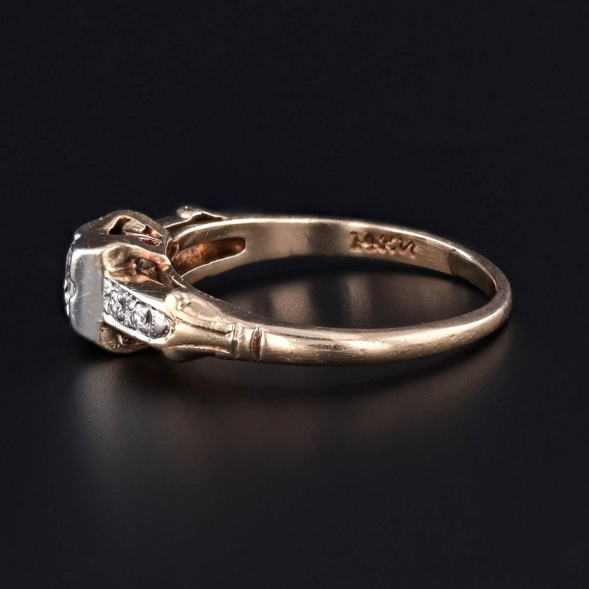 Vintage Diamond Engagement Ring of 14k Gold - Trademark Antiques