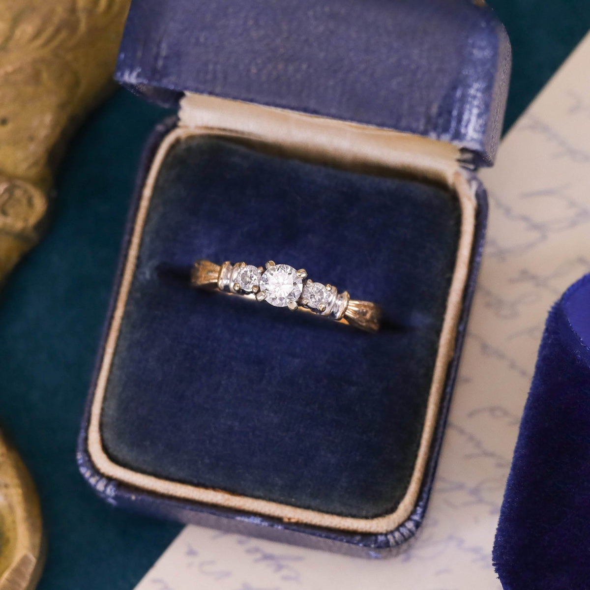 Vintage Diamond Engagement Ring of 14k Gold - Trademark Antiques