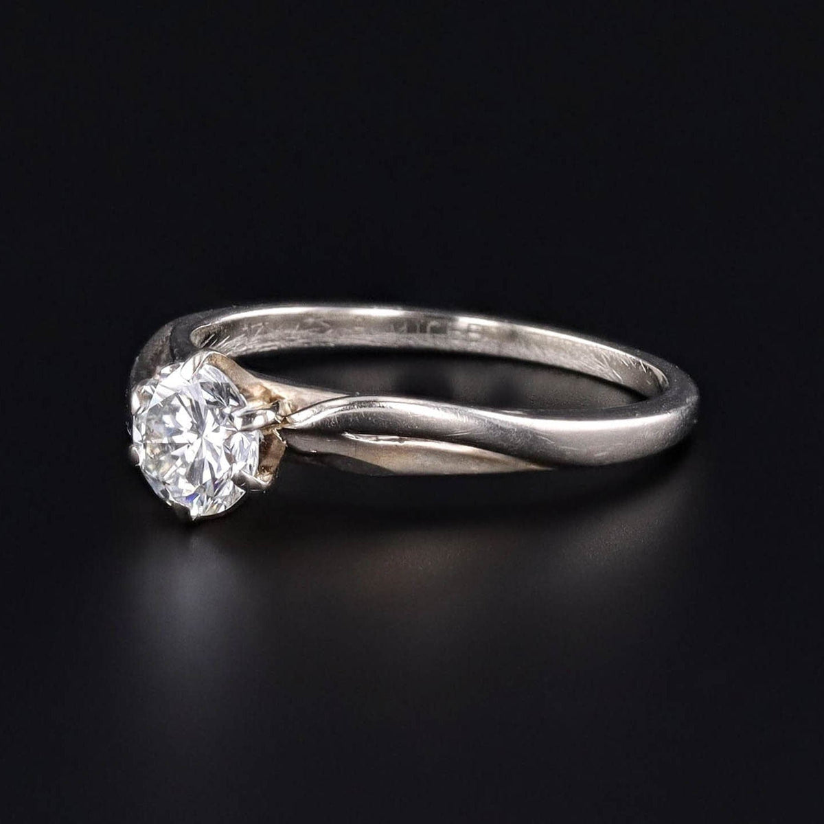 Vintage Diamond Engagement Ring of 14k White Gold - Trademark Antiques