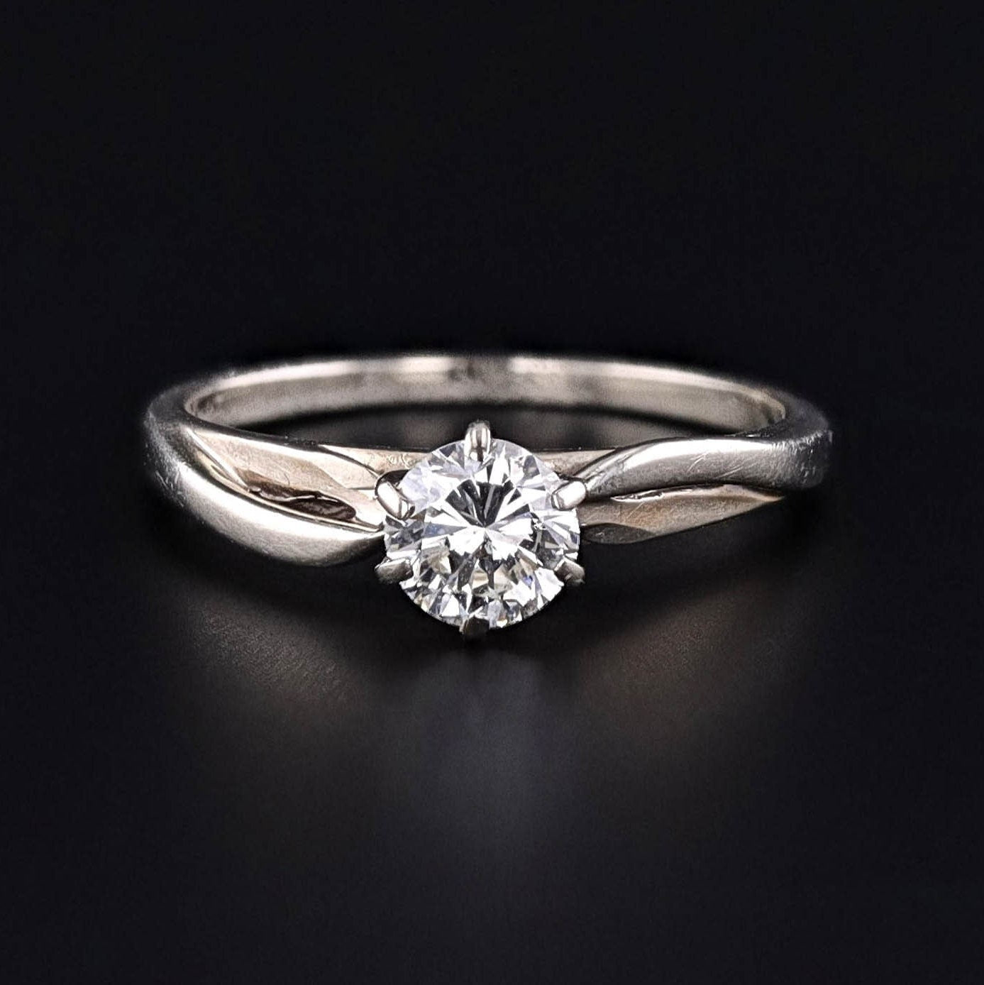 Vintage Diamond Engagement Ring of 14k White Gold - Trademark Antiques