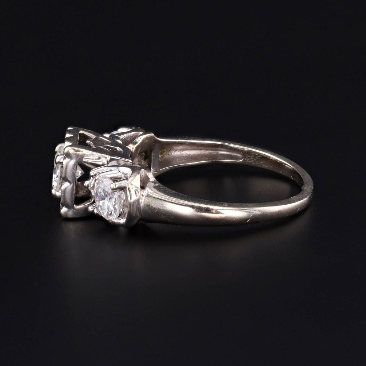 Vintage Diamond Engagement Ring of 14k White Gold - Trademark Antiques