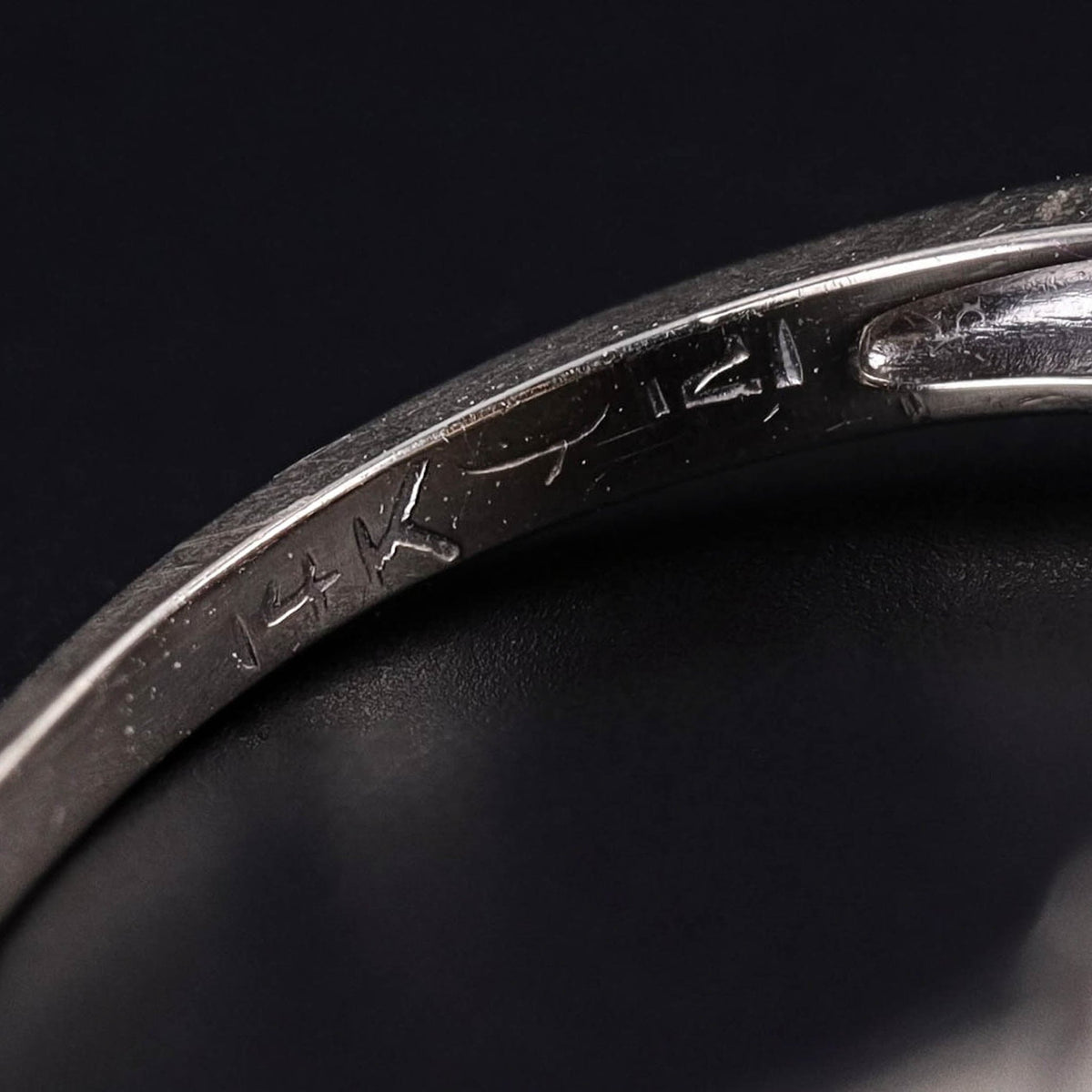 Vintage Diamond Engagement Ring of 14k White Gold - Trademark Antiques