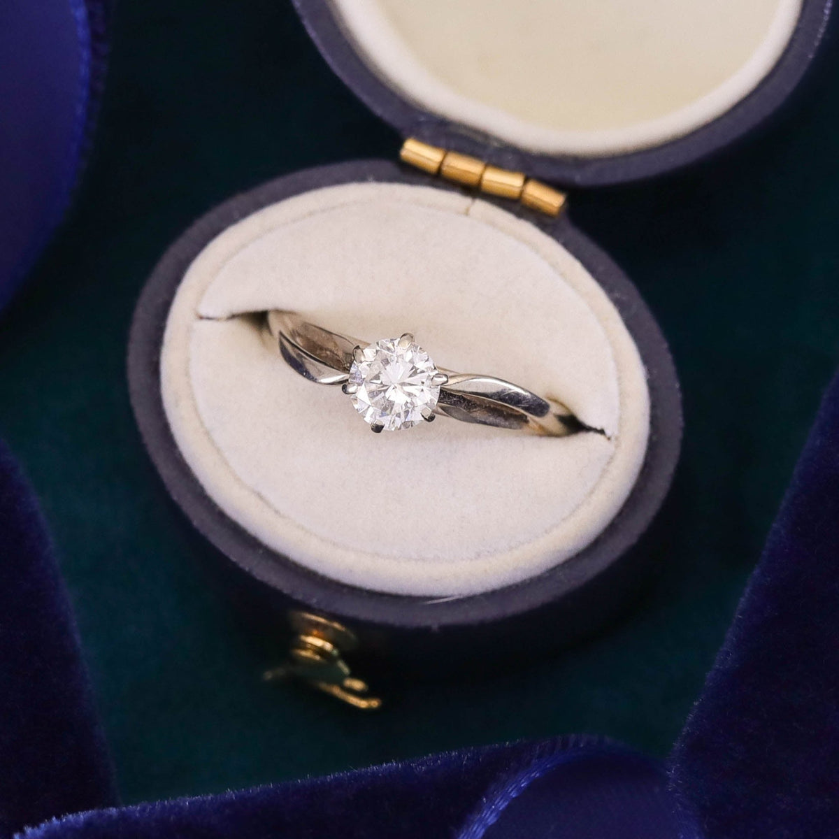 Vintage Diamond Engagement Ring of 14k White Gold - Trademark Antiques