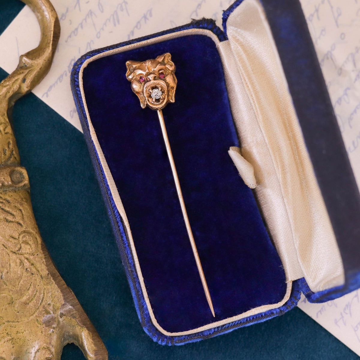 Vintage Diamond Gargoyle StickPin of 14k Gold - Trademark Antiques
