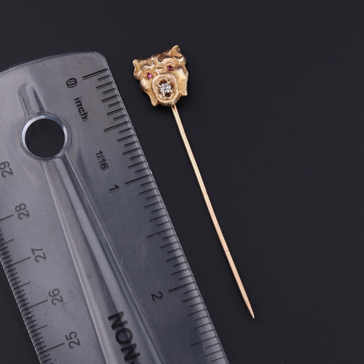 Vintage Diamond Gargoyle StickPin of 14k Gold - Trademark Antiques