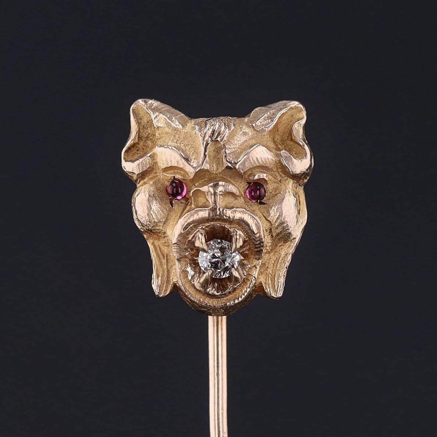 Vintage Diamond Gargoyle StickPin of 14k Gold - Trademark Antiques