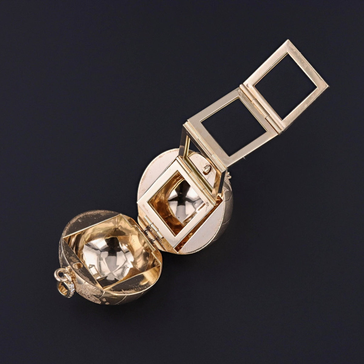 Vintage Diamond Globe Locket Pendant of 14k Gold - Trademark Antiques
