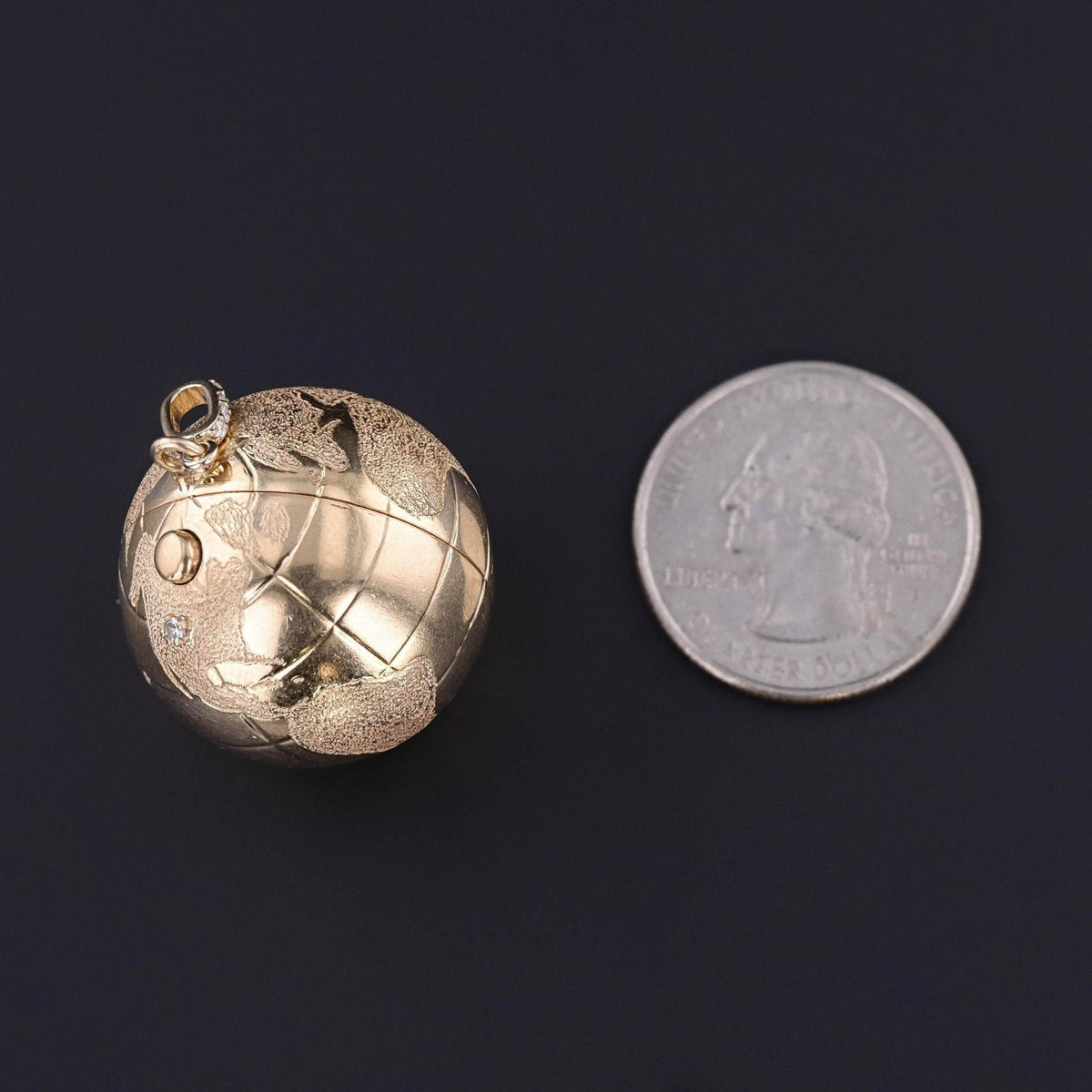 Vintage Diamond Globe Locket Pendant of 14k Gold - Trademark Antiques