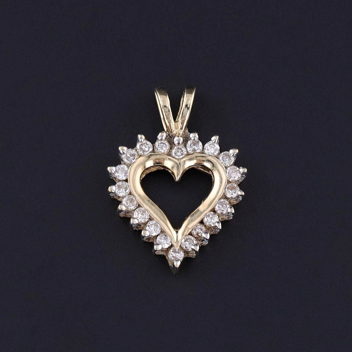 Vintage Diamond Heart Pendant of 14k Gold - Trademark Antiques