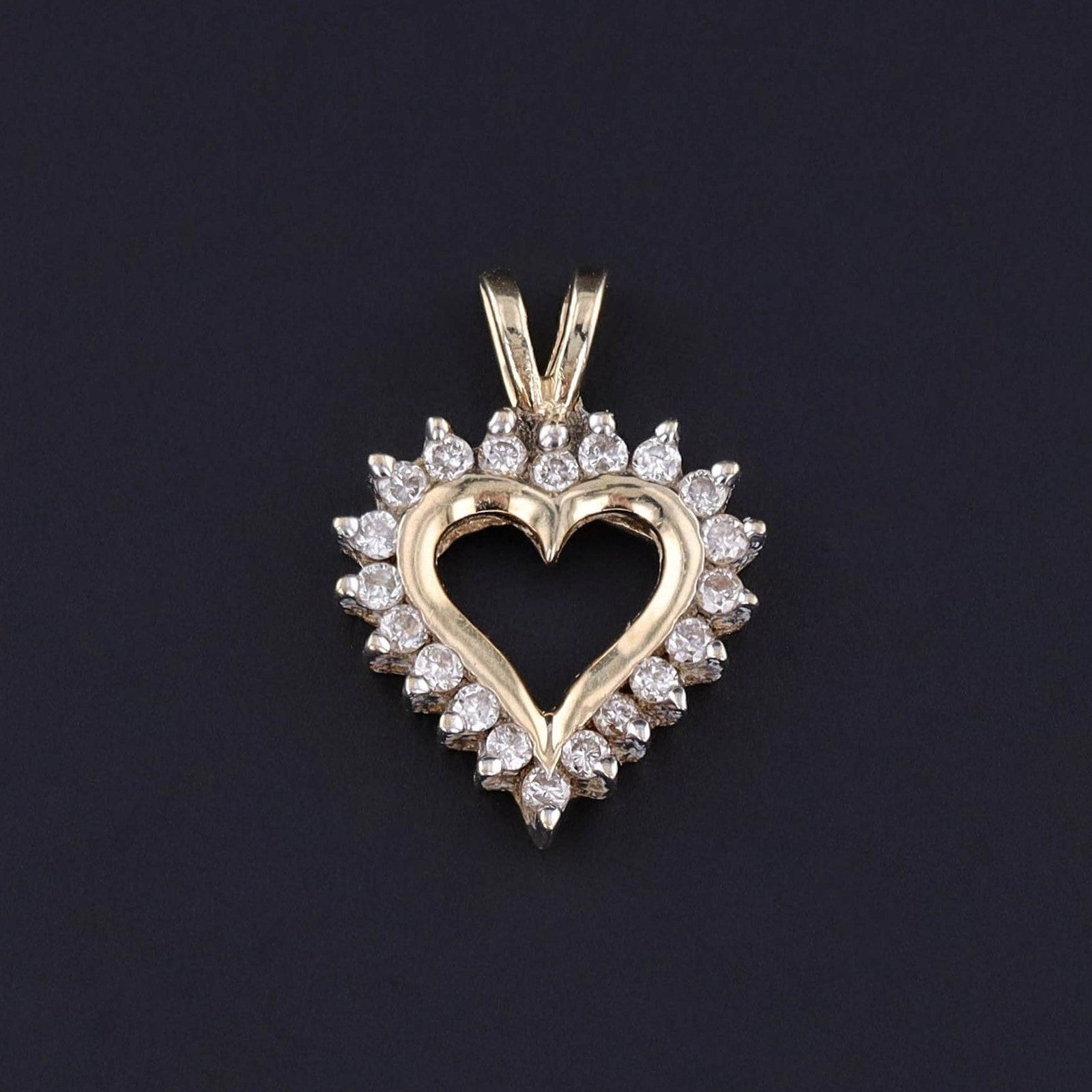 Vintage Diamond Heart Pendant of 14k Gold - Trademark Antiques